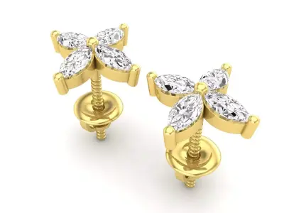 AV 669 Marquise Diamond Womens Flower Shaped Stud Earrings 3D print model