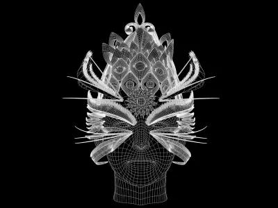 Eyes and Feathers Face Mask and Crown Low-poly 3D model