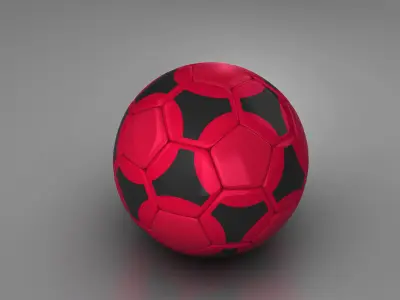 Soccerball red black Low-poly 3D model