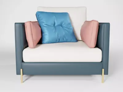 Modern Dual Tone Luxury 1-Seater Armchair  Low-poly 3D model