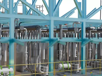 Engineering Model of Reformer Equipment in Oil and Gas Plant 3D model