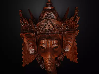 Ganesha Wooden Head 3D print model