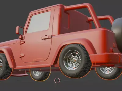 Jeep body and tyres are seperate 3D model