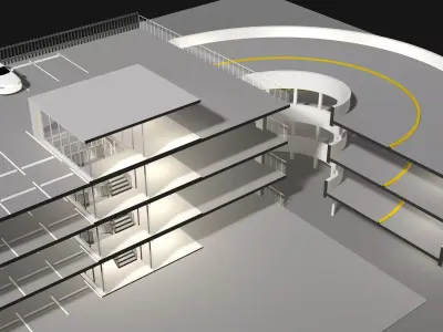 Parking garage building in cutaway section 25-28 3D model