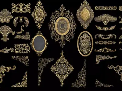 4K 3D ASSETS OF CLASSICAL ORNAMENTS  Low-poly 3D model