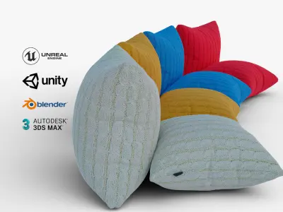 Knitted Cushions with a Chain Pattern Value Pack Low-poly 3D model