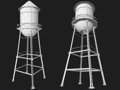 Old Water Tower Low-poly 3D model