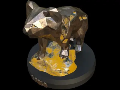 Steampunk Koala Rock Low-poly 3D model