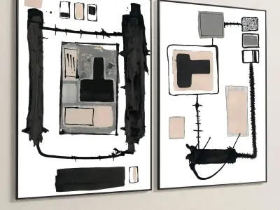 Plaster Two Photo Frame 191 Low-poly 3D model