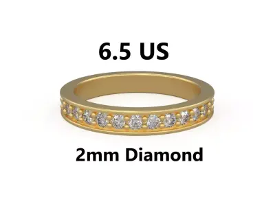 Model 1213 Eternity Diamond Band Ring 6 and half US Size 2mm Dia 3D print model
