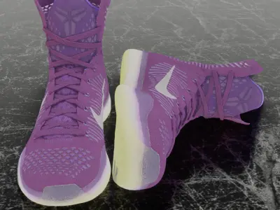 NIKE KOBE 10 ELITE TEAM PACK PURPLE 3D SHOES Low-poly 3D model
