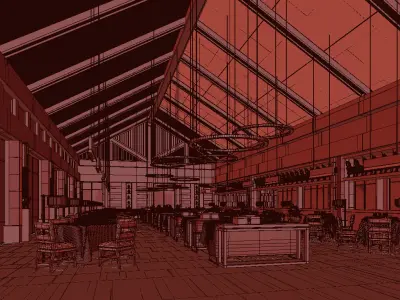 restaurant interior scenes 3D model