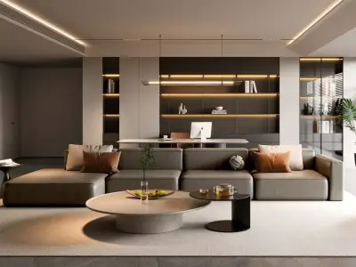 Modern living room 3D model 3D model