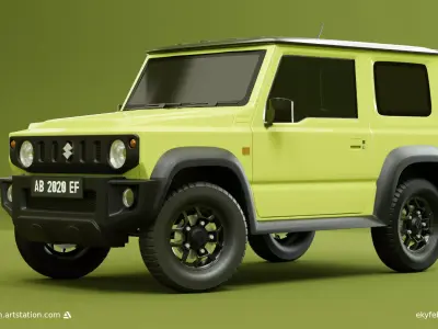 SUZUKI JIMNY 2019 - Kinetic Yellow 3D model