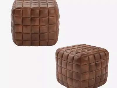 Casa Padrino Genuine Leather Stool Brown 3D model