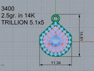 Fashion Diamond Pendant 3400 3D print model