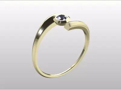 Modern Bypass Ring with Round Stone Item 29 3D print model