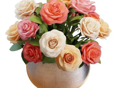 Flower Set 08 - Mixed Roses Bouquet 3D model