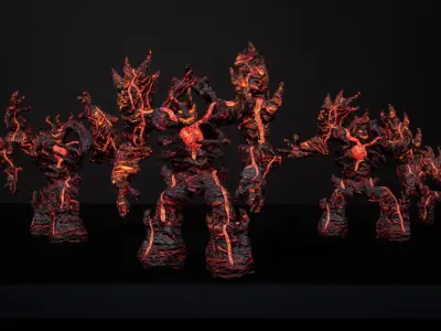 Magma golem low-poly game engine ready 3D model Low-poly 3D model