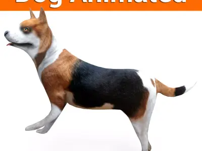 3D dog rigged  animated game ready low poly Low-poly 3D model