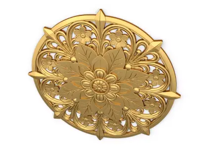 Classic circular carved decor onlay stl 01 3D print model