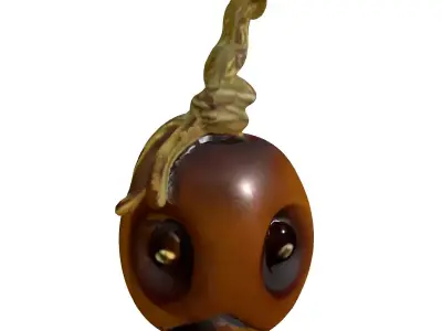 Stylized Wooden Sad Bomb Character Low-poly 3D model