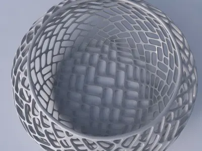 Bowl spheric squeezed wide with lattice tiles 3D print model