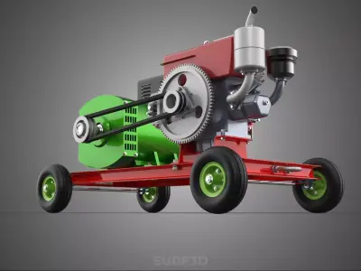 COMPACT SINGLE CYLINDER DIESEL ENGINE POWER GENERATOR SET GENSET 3D model