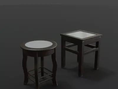 Marble Top Traditional Stool Low-poly 3D model