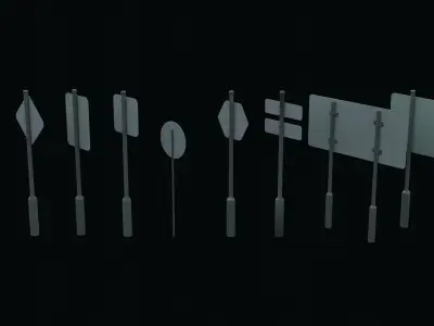 Pack of 10 Roadside billbord Game Ready Free low-poly 3D model