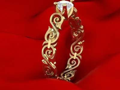 Leaf ornament diamond ring 3D print model