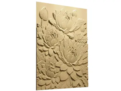 Modern Relief Wall Mural Decor CNC 3D Print 07  3D model