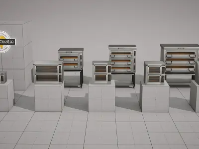 PizzaMaster Oven - 8 Models Low-poly 3D model