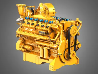  G3412 Engine -  V12 Industrial Diesel Engine 3D model