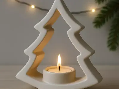 Minimalist Ceramic Christmas Tree Candle Holder 3D print model