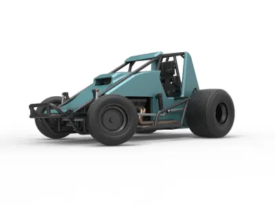 Sprint car while turning Scale 1 to 25 3D print model