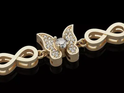 Infinity butterfly links silver  gold jewelry 3D printable model 3D print model