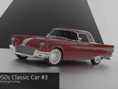 50s 60s and 70s Car Pack 3 - 6 Cars Low-poly 3D model