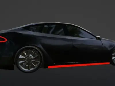 tesla with red lights Free 3D model