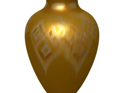 Yellow Decorative Diamond Pattern Vase Low-poly 3D model