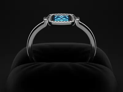 Silver blue crystal ring 3D model