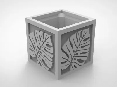 Monstera deliciosa relief vase 3D print model