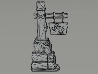 Cartoon fantasy armory road sign Polygonal Style Low-poly 3D model