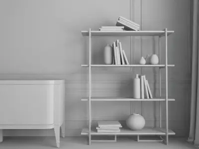 Interior Scene - Luxury Bookshelve 3D model