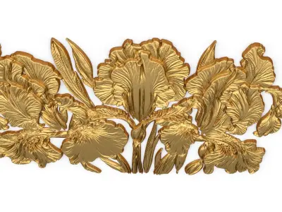 mural classic flowers decor ornament 14 3D model