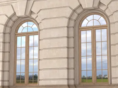 Arched rusticated facade Wall window arch 3D model