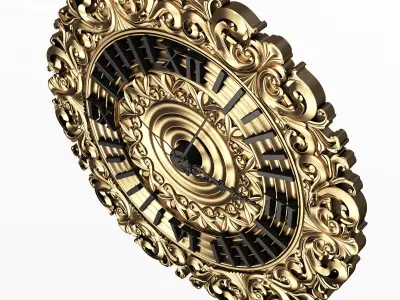 Classic Wall Clock 018 Gold Low-poly 3D model