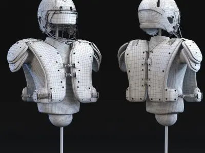 Americano football helmet and shoulder protection 3D model