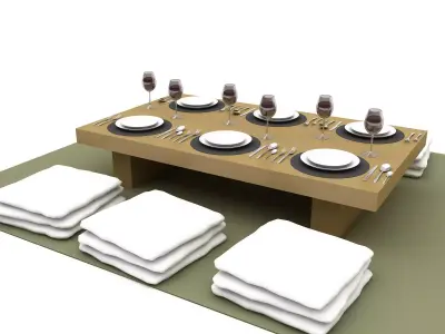bohem dining tabe 3D model Low-poly 3D model