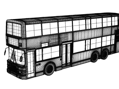 Hong kong Double Decker City Bus 3D model